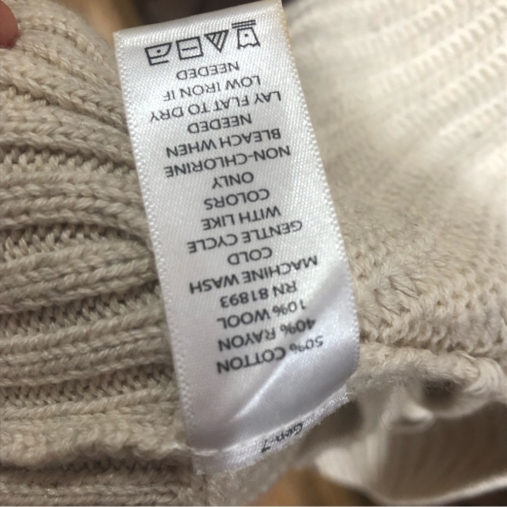 H by Halston Ivory Oatmeal Open Front Ribbed Cardigan Oversized Sweater Sz M - Picture 11 of 12
